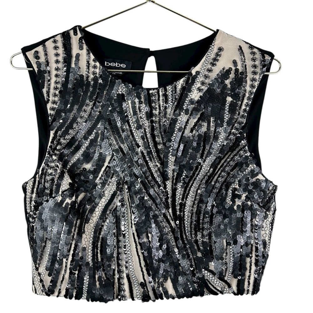 Bebe Black Sequin Women's Crop Top